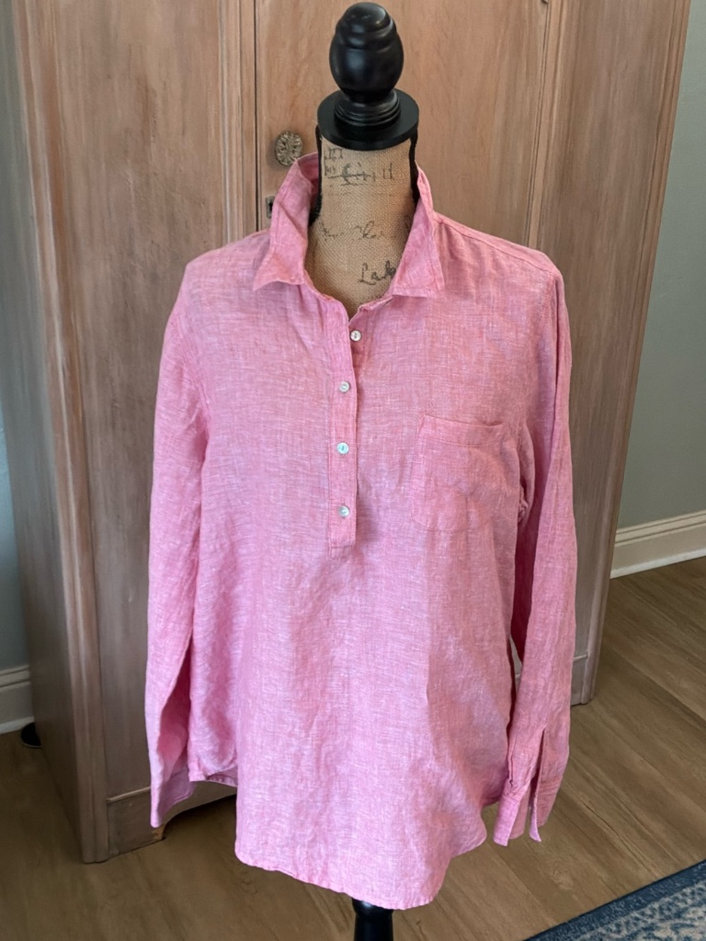 Jones & Co 100% Linen Long Sleeved Blouse Tunic Size XL